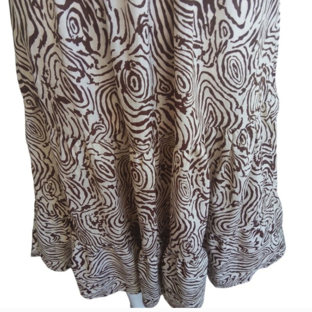 Anthropologie Moon River Smocked Puff Sleeve Midi Dress in Chocolate Swirl Print - Picture 6 of 11